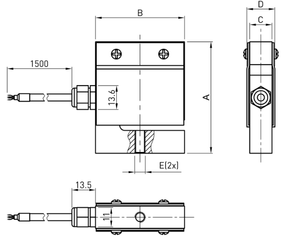  拉压力传感器F2801系列量程尺寸图