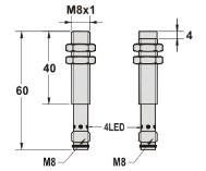 全金属接近传感器接插件M8尺寸图