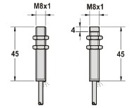 全金属接近传感器M8尺寸图