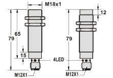 全金属封装接近传感器M18接插件尺寸图