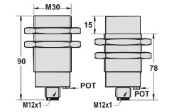 全金属接近传感器M30系列接插件尺寸图