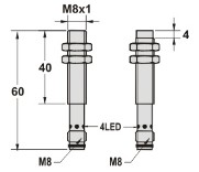 电感式接近传感器M8系列接插件黄铜镀镍尺寸图