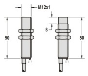 不锈钢电感式接近传感器M12系列尺寸图