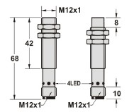 电感式接近传感器M12系列接插件尺寸图