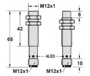 电感式接近传感器M12系列接插件黄铜镀镍尺寸图