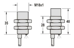 黄铜镀镍电感式接近传感器M18系列尺寸图