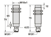 电感式接近传感器M18系列接插件尺寸图