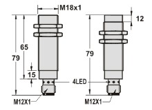 黄铜镀镍电感式接近传感器M18系列接插件尺寸图