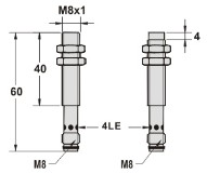 电容式接近传感器接插件尺寸图M8系列